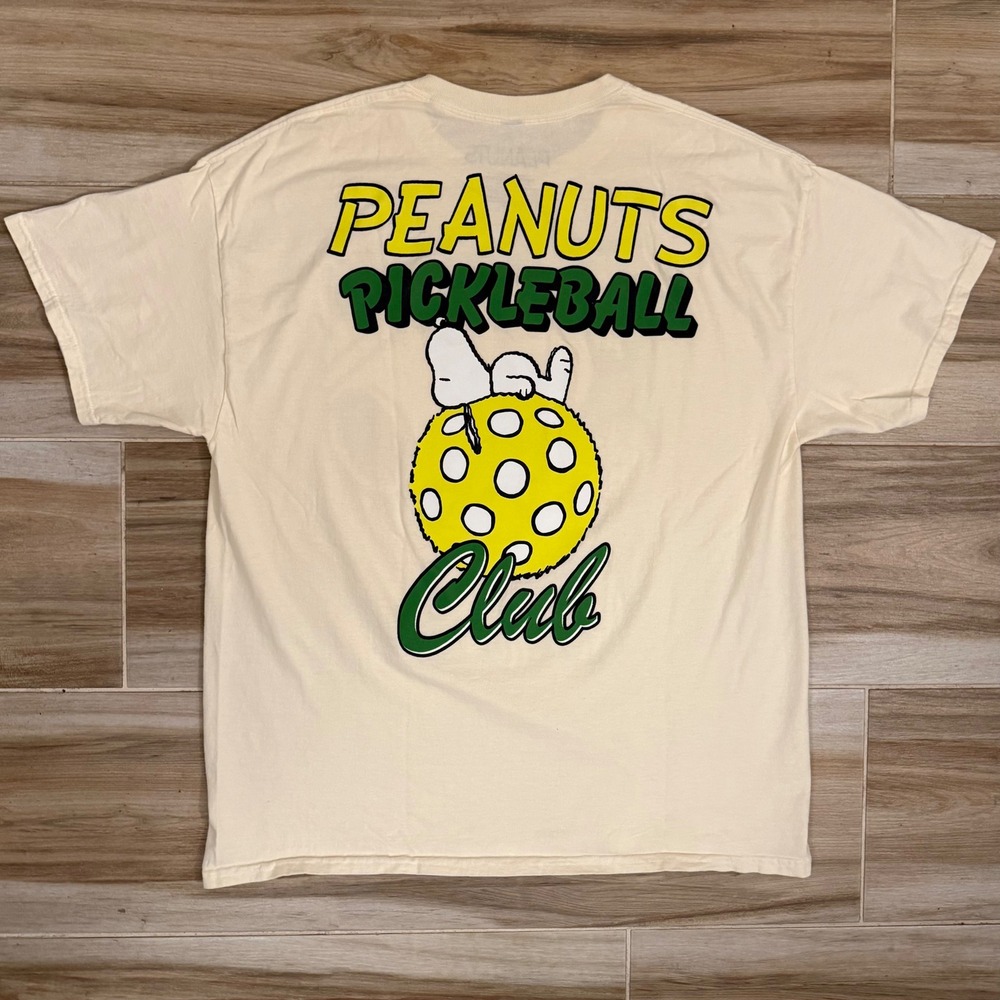 Peanuts Snoopy Pickleball Club T-Shirt Mens XL Cream Ripple Junction Graphic Tee - Picture 3 of 7